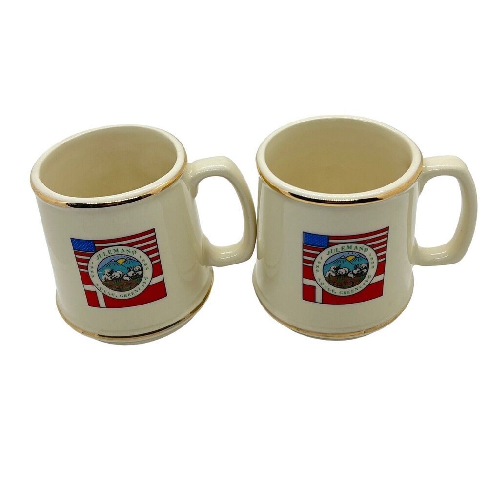 Julemand Event Coffee Mug Set of 2 Thule Air Base, Greenland 1989-1990 Vintage